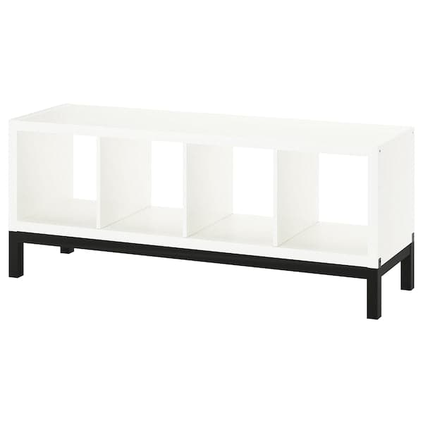 KALLAX - Shelving unit with underframe, white/black, 147x59 cm