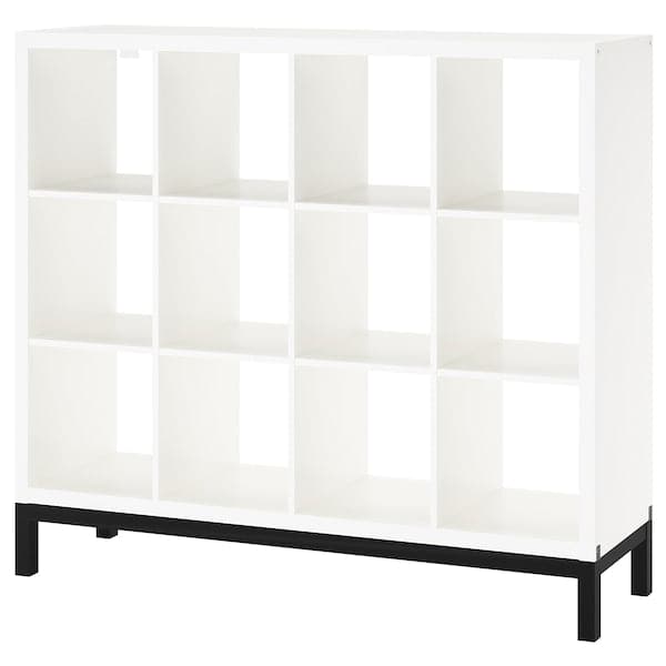 KALLAX - Shelving unit with underframe, white/black, 147x129 cm