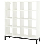KALLAX shelving unit with underframe, white/black, 147x164 cm