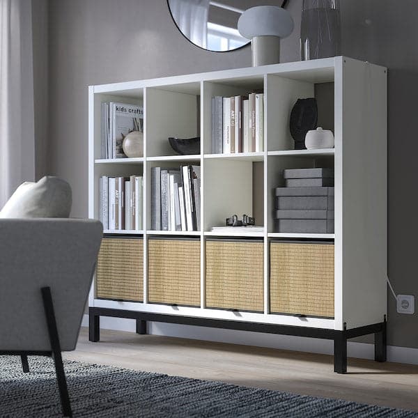 Ikea KALLAX - Shelving unit with underframe, white/black, 147x129 cm