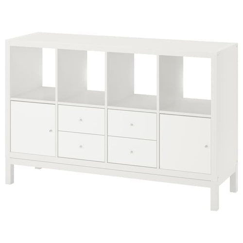 KALLAX - Shelving unit with underframe, with 2 doors/4 drawers/white, 147x94 cm