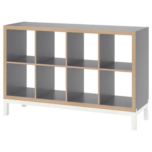 KALLAX - Shelving unit with underframe, grey wood effect/white, 147x94 cm