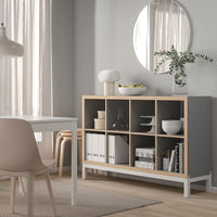 KALLAX - Shelving unit with underframe, grey wood effect/white, 147x94 cm - best price from Maltashopper.com 69442680