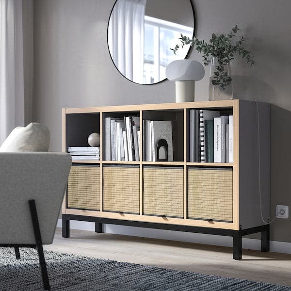 Ikea KALLAX - Shelving unit with underframe, grey wood effect/black, 147x94 cm