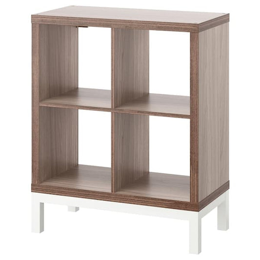 Ikea KALLAX - Shelf unit with base, walnut/light grey white effect, 77x94 cm