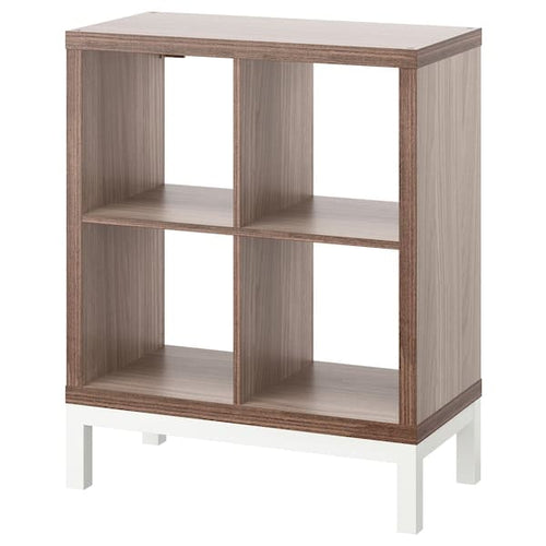 KALLAX - Shelf unit with base, walnut/light grey white effect, 77x94 cm