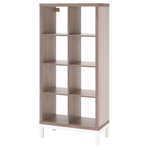 KALLAX - Shelf unit with base, walnut/light grey white effect, 77x164 cm