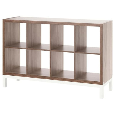 KALLAX - Shelf unit with base, walnut/light grey white effect, 147x94 cm - best price from Maltashopper.com 89442684