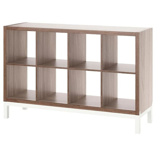 KALLAX - Shelf unit with base, walnut/light grey white effect, 147x94 cm