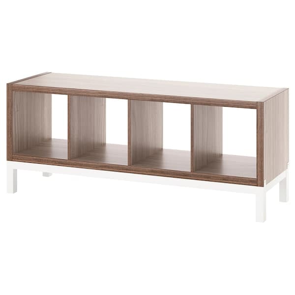 KALLAX - Shelf unit with base, walnut/light grey white effect, 147x59 cm - best price from Maltashopper.com 19442673