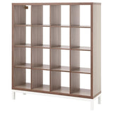 KALLAX shelving unit with underframe, walnut effect/light grey white, 147x164 cm