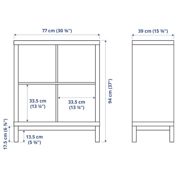 Ikea KALLAX - Shelf unit with base, walnut/light grey white effect, 77x94 cm