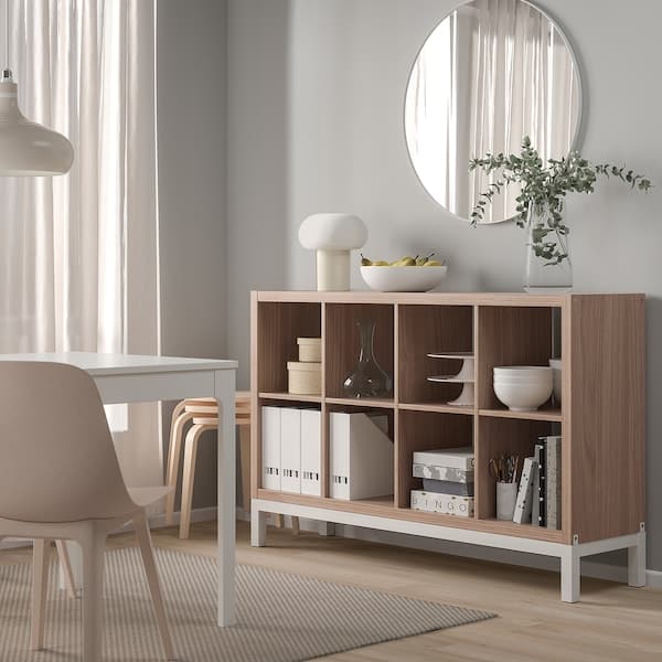 Ikea KALLAX - Shelf unit with base, walnut/light grey white effect, 147x94 cm