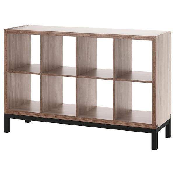 Ikea KALLAX - Shelf with base, walnut/light grey black effect, 147x94 cm ,