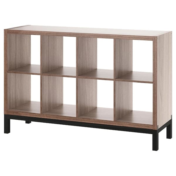 KALLAX - Shelf with base, walnut/light grey black effect, 147x94 cm , - best price from Maltashopper.com 09442683