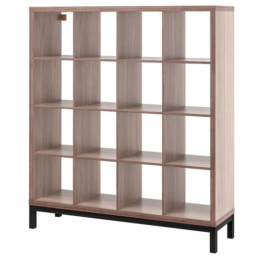 Ikea KALLAX - Shelf with base, walnut/light grey black effect, 147x164 cm