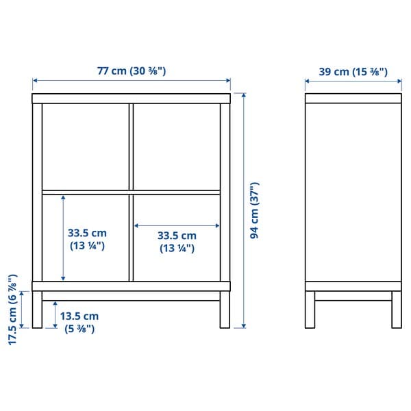 Ikea KALLAX - Shelf with base, walnut/light grey black effect, 77x94 cm