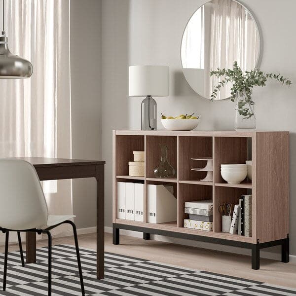 Ikea KALLAX - Shelf with base, walnut/light grey black effect, 147x94 cm ,