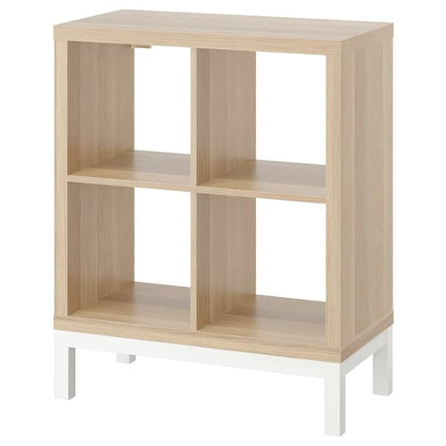 KALLAX - Shelving unit with underframe, white stained oak effect/white, 77x94 cm