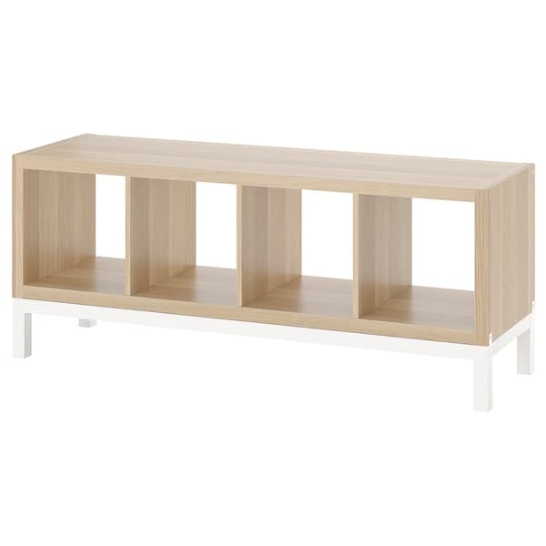 KALLAX - Shelving unit with underframe, white stained oak effect/white