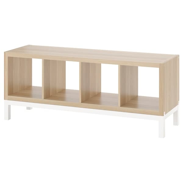 Ikea KALLAX - Shelving unit with underframe, white stained oak effect/white, 147x59 cm