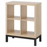 KALLAX shelving unit with underframe, white stained oak effect/black, 77x94 cm