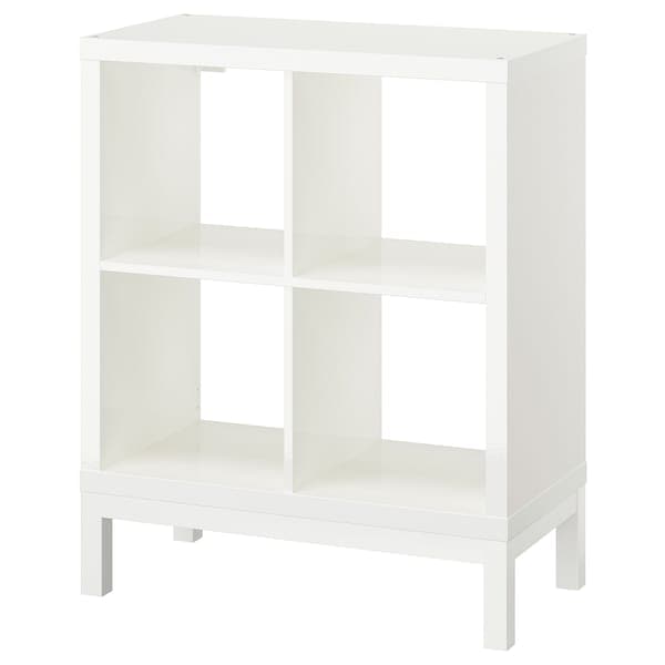Ikea KALLAX - Shelving unit with underframe, high-gloss/white/white, 77x94 cm