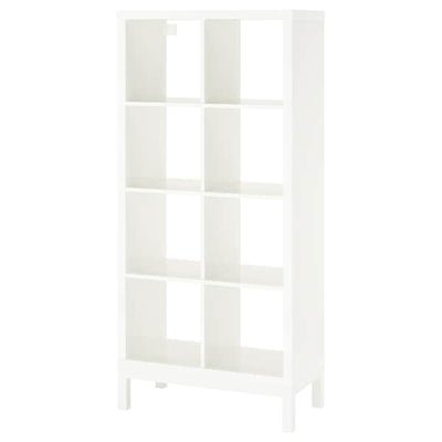 KALLAX - Shelving unit with underframe, high-gloss/white/white, 77x164 cm - best price from Maltashopper.com 99442645
