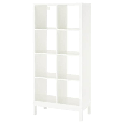 KALLAX - Shelving unit with underframe, high-gloss/white/white, 77x164 cm