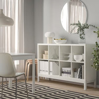 KALLAX - Shelving unit with underframe, high-gloss/white/white, 147x94 cm - best price from Maltashopper.com 79442689