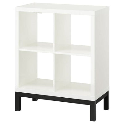 KALLAX - Shelving unit with underframe, high-gloss/white/black, 77x94 cm - best price from Maltashopper.com 89442622