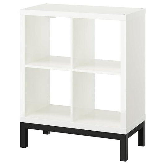 Ikea KALLAX - Shelving unit with underframe, high-gloss/white/black, 77x94 cm