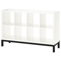 KALLAX - Shelving unit with underframe, high-gloss/white/black, 147x94 cm - best price from Maltashopper.com 59442690
