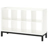 KALLAX shelving unit with underframe, high-gloss/white/black, 147x94 cm