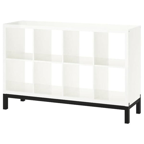 KALLAX - Shelving unit with underframe, high-gloss/white/black, 147x94 cm