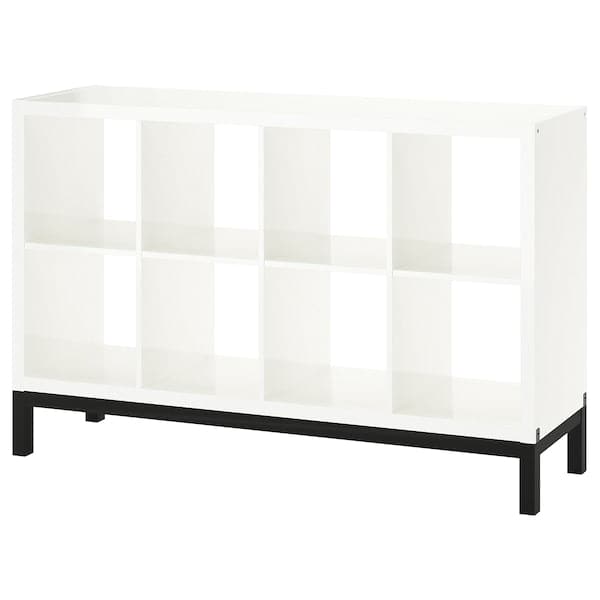 KALLAX - Shelving unit with underframe, high-gloss/white/black, 147x94 cm