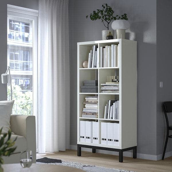 Ikea KALLAX - Shelving unit with underframe, high-gloss/white/black, 77x164 cm