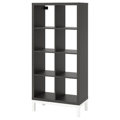 KALLAX - Shelving unit with underframe, black-brown/white, 77x164 cm - best price from Maltashopper.com 49442643
