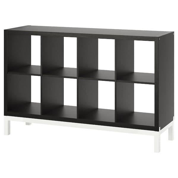 KALLAX - Shelving unit with underframe, black-brown/white