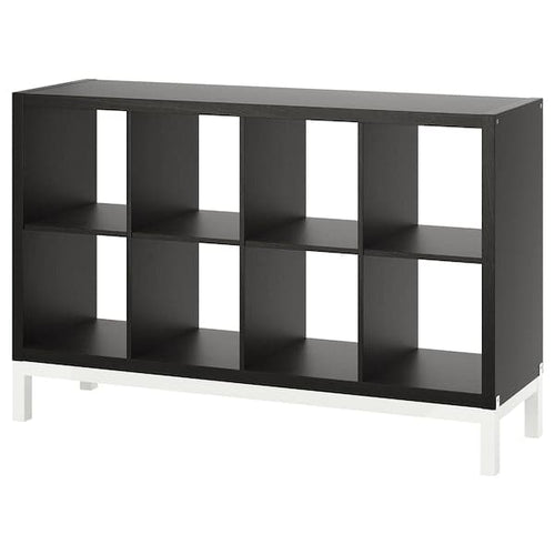 KALLAX - KALLAX Shelving unit with underframe, black-brown/white, 147x94 cm