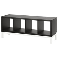 KALLAX - Shelving unit with underframe, black-brown/white, 147x59 cm - best price from Maltashopper.com 09442664