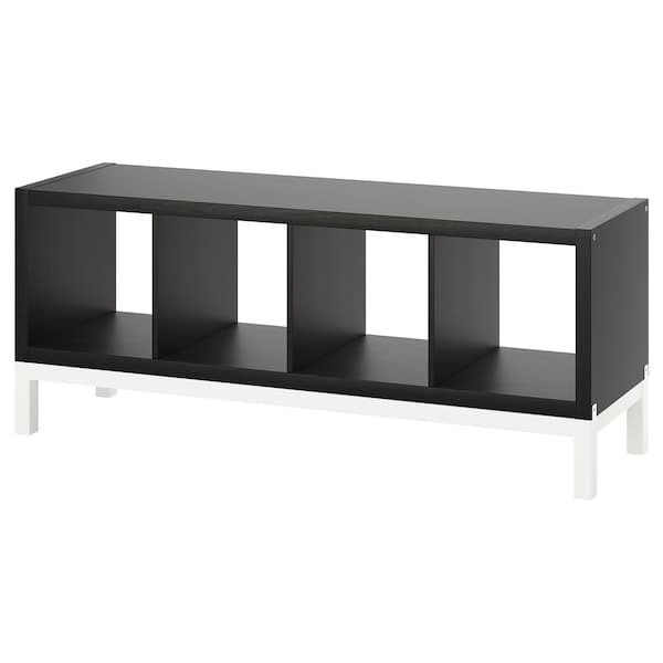 Ikea KALLAX - Shelving unit with underframe, black-brown/white, 147x59 cm