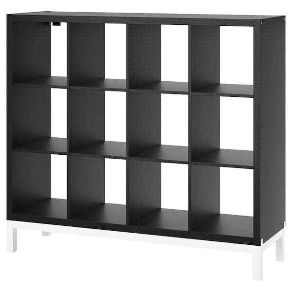 Ikea KALLAX - Shelving unit with underframe, black-brown/white, 147x129 cm