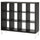 KALLAX - KALLAX Shelving unit with underframe, black-brown/white, 147x129 cm