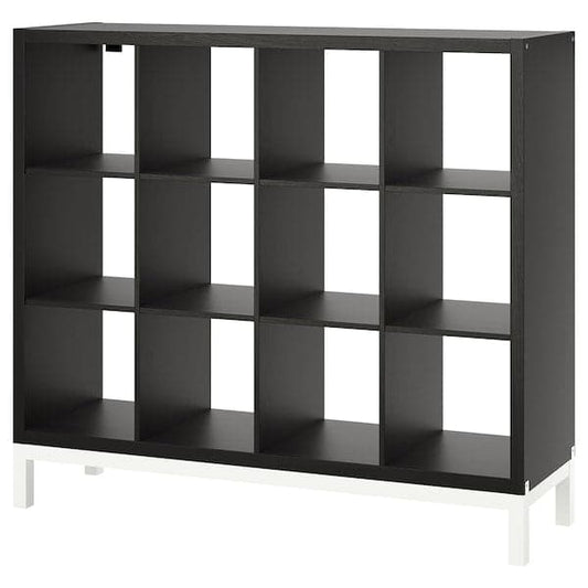 Ikea KALLAX - Shelving unit with underframe, black-brown/white, 147x129 cm