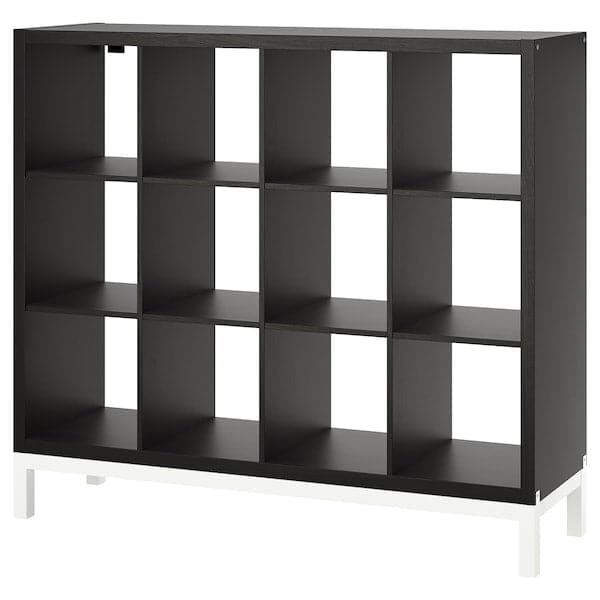 KALLAX - Shelving unit with underframe, black-brown/white, 147x129 cm