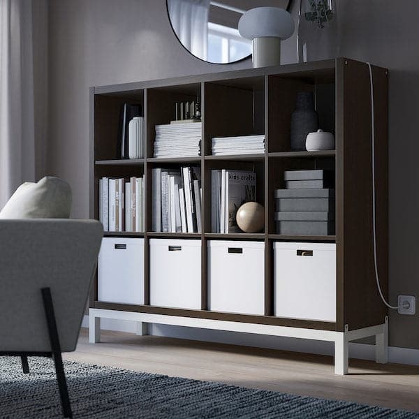 Ikea KALLAX - Shelving unit with underframe, black-brown/white, 147x129 cm