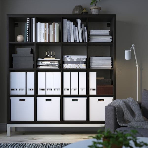 Ikea KALLAX - Shelving unit with underframe, black-brown/white, 147x164 cm