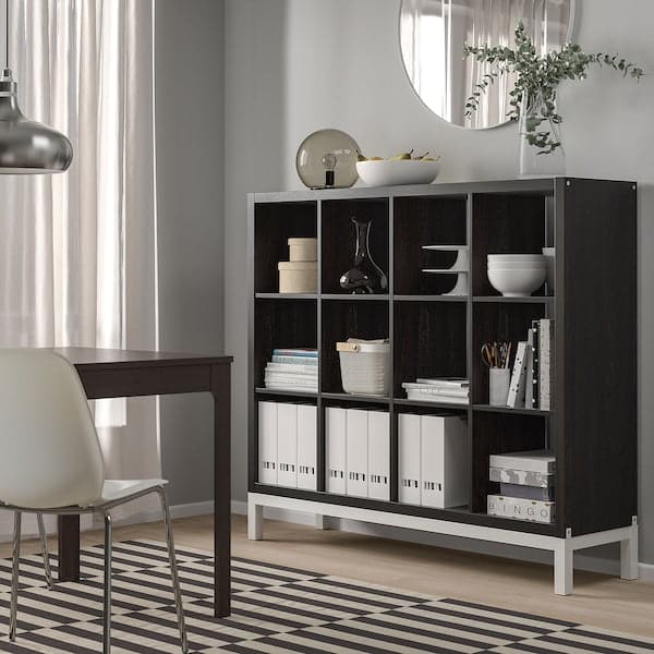 Ikea KALLAX - Shelving unit with underframe, black-brown/white, 147x129 cm