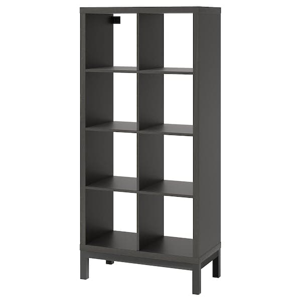 KALLAX - Shelving unit with underframe, black-brown/black, 77x164 cm